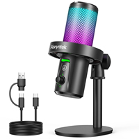 Microphone à condensateur USB RGB professionnel XM58 de haute qualité, capsule de 14 mm, micro avec suppression du bruit pour le jeu et le streaming