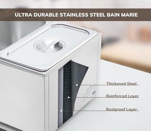 Baño María de Acero Inoxidable de Grado Comercial, Calentador de Alimentos para Buffet, Mesa de Vapor para Catering, Restaurantes y Fiestas - Product Image 5