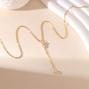 Women's Trendy Geometric Link Chain Long Pendant Necklace Waterproof Gold Plated Stainless Steel Fashion - Product Image 2
