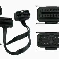 Cable de Extensión Divisor OBD2 de 0.3m, 1 a 2 en Y, Macho de Tres Puertos a Hembra para Diagnóstico
