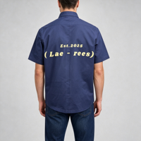 Chemises à boutons brodées bleues à manches courtes surdimensionnées pour les chefs, les travailleurs, les vêtements de rue, chemises respirantes pour hommes