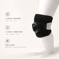 Masseur de genou avec chaleur, vibrations et lumière rouge, écran tactile, minuterie, rechargeable, enveloppement pour soulager la douleur