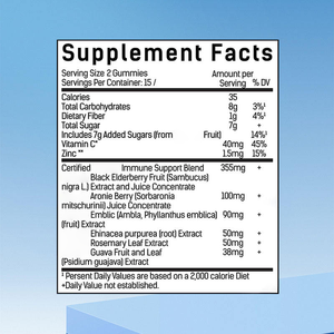 OEM/ODM Vitamine C de sureau personnalisable avec formule avancée Zinc Fonction immunitaire Antioxydants Soutenir la santé immunitaire Gommes - Product Image 2