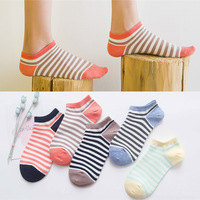 2023 été haute qualité coton rayure courte cheville chaussettes pour dames en gros pas cher respirant Logo femmes chaussettes invisibles