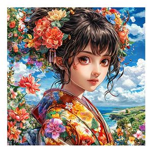 Peinture au diamant 5D DIY Ever Moment, magnifique fille en <span class=keywords><strong>kimono</strong></span> <span class=keywords><strong>japonais</strong></span> avec fleur de cerisier, broderie au diamant, mosaïque, art pop ASF2833 - Product Image 1