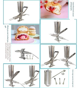 Machine de remplissage manuelle à 2 têtes pour churros, pâte de cacahuète, confiture, <span class=keywords><strong>chocolat</strong></span>, gâteaux, croissants, pains, beignets et crème - Product Image 4