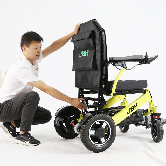 Foldable Lightweight Yellow Electric Wheelchair with Electromagnetic Braking System