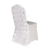 Fancy rosette Chair Cover Elastic Banquet Christmas Party decoration Plain chair cover for wedding