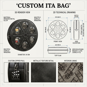 Bolso Estético Retro <span class=keywords><strong>de</strong></span> <span class=keywords><strong>Cine</strong></span> con Diseño <span class=keywords><strong>de</strong></span> Bobina <span class=keywords><strong>de</strong></span> Película, <span class=keywords><strong>de</strong></span> Cuero PU Metálico Cepillado, con Múltiples Ventanas <span class=keywords><strong>de</strong></span> Acrílico y Tirador <span class=keywords><strong>de</strong></span> Cremallera con Diseño <span class=keywords><strong>de</strong></span> Clapperboard - Product Image 1