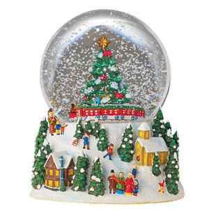 OEM al por mayor de la resina de invierno Navidad pueblo miniatura bola de nieve decoración globo de agua Navidad blanco globo de nieve - Product Image 1