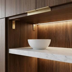Meubles de cuisine minimalistes blancs <span class=keywords><strong>en</strong></span> bois massif écologiques, organisateur <span class=keywords><strong>sous</strong></span> évier avec éclairage LED, verrouillage par came, RTA, emballage plat, palettisé - Product Image 5