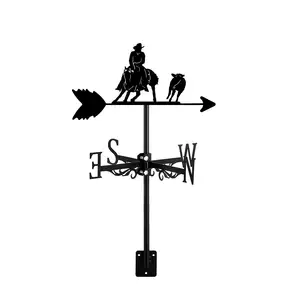 Ornamento dell'indicatore di direzione del vento del Cowboy occidentale della banderuola trasversale del cavallo nero squisito per l'iarda all'aperto o la fattoria