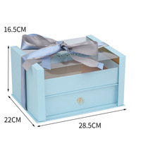 Boîte cadeau à double couche avec couvercle en acrylique transparent, boîte à cadeau de luxe avec nœud en ruban pour cosmétiques, emballage de cadeaux de mariage