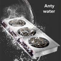 Table de cuisson à induction électrique commerciale chinoise d'occasion 3,5 kW 3 brûleurs en acier inoxydable avec arrêt automatique de sécurité, garantie 1 an, 4 affichages numériques