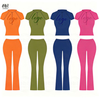 Ensemble 2 pièces Y2K pour femme, collection automne 2026, avec logo personnalisé, veste à demi-zip à manches courtes et pantalon