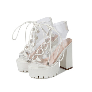 Gran tamaño jalea PVC sandalias <span class=keywords><strong>de</strong></span> Punta abierta los tacones <span class=keywords><strong>altos</strong></span> <span class=keywords><strong>de</strong></span> las mujeres sandalias zapatillas bombas - Product Image 4