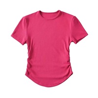 T-shirts décontractés pour femmes, coupe slim, respirants, en coton tricoté, à col rond, pour l'été