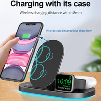 Nouvelle Arrivée Station de Charge Rapide Sans Fil 3 en 1 15W, Support de Chargeur Sans Fil 3 en 1 pour iPhone Samsung