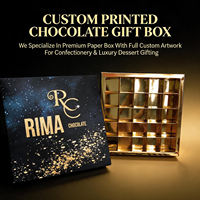 Boîte en papier pour chocolats avec couvercle imprimé CMYK personnalisé, 25 compartiments, doublure en feuille d'or, emballage cadeau pour confiseries, desserts et sucreries