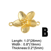 ASJEWELRY Petit pendentif connecteur floral en forme de fleur avec perles et zircone cubique pour bracelet, composant de fabrication de bijoux en cuivre plaqué or DIY chma706
