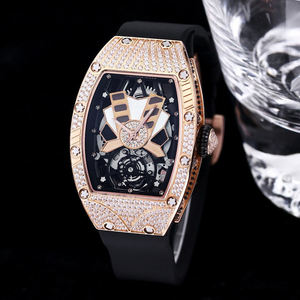 Montre mécanique automatique élégante pour femme, forme tonneau, détails en diamant, adaptée au style de vie professionnel et de loisirs, montre de luxe - Product Image 3
