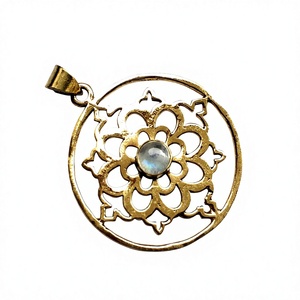 ที่น่าตื่นตาตื่นใจมูนสโตนทองเหลืองจี้ขายส่ง Shri Yantra เครื่องประดับพลอยสร้อยคอจี้ - Product Image 2