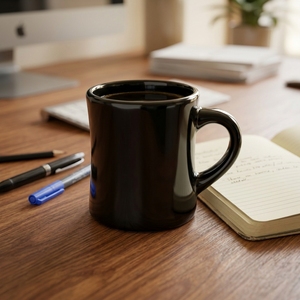Tasses à thé en porcelaine en gros, tasses à café en céramique noire personnalisées à bas prix - Product Image 1