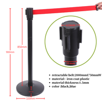 Barrière de contrôle des foules économique en acier inoxydable avec poteau et sangle rétractable de 2 m, options multicolores