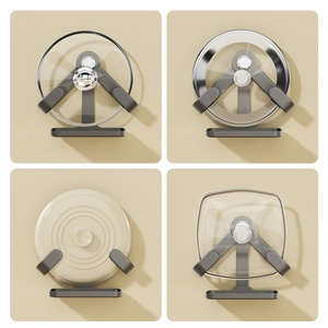 Rotating Lid Pot Lid Organizer <b>Kitchen</b> <b>Rack</b> No Drilling Adhesive Rust Resistant Pan Lids Holder Space Saving Home - Product Image 3