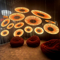 Lustre circulaire moderne en art contemporain, luminaire suspendu LED pour hôtel, club, décoration intérieure de luxe, design créatif en corde, lampe suspendue
