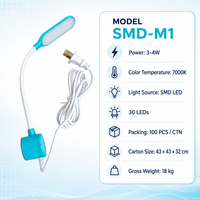 Lampe de travail industrielle à col de cygne flexible avec 30 LED, contrôle tactile, gradation progressive, magnétique, pour machine à coudre