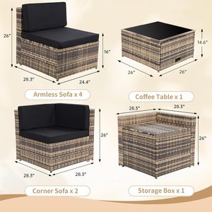 Dwoo Modern Design Garden 8 Pieces <b>Outdoor</b> <b>Rattan</b> Patio Furniture Outside All Weather Sectional Set - Product Image 6