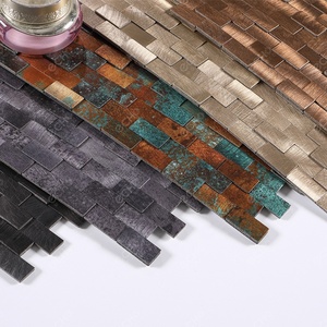 Ready to Ship 3D Mini Brick Peel and Stick Metal Mosaic Retro Bronze Green Brass Aluminium Mosaic <b>Tiles</b> for Interior Home Decor - Product Image 4