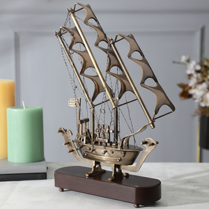 Artistique En Acier Inoxydable À La Main Navire Sculpture Nautique Décor Pièce pour Table Affichage Cadeau D'anniversaire - Product Image 1