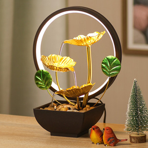 Fuente con luz LED en forma de anillo, material de hierro, decoración interior para sala de estar, decoración del hogar, 22x14x29 cm - Product Image 2