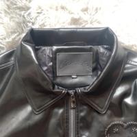 DENIMGUYS Veste en cuir véritable de rue pour hommes avec logo en relief personnalisé et conception unique à bretelles
