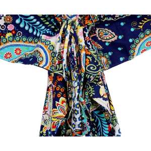 Magnifique Kaftan en Coton à Motifs Floraux pour Femme, Style Bohème Imprimé au Bloc, Robe d'Été Douce et Respirante, Prix de Gros - Product Image 5