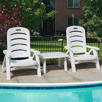 Chaise longue de plage moderne en plein air, dossier en plastique pliable réglable, table basse de loisirs pour piscine, source chaude