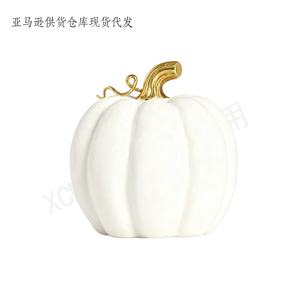Figurine de citrouille noire en résine personnalisée avec tige dorée et <span class=keywords><strong>surface</strong></span> texturée pour la décoration de table de luxe pour Halloween et la récolte d'automne - Product Image 4