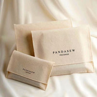 Pochette pliable A5 en toile de coton écologique et réutilisable, couleur naturelle, pour emballage cadeau, bijoux de mariage