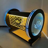 Conception de logo personnalisé, cabine DJ avec éclairage LED, table de DJ portable de haute qualité pour bar, club