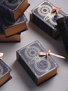 Scatola <span class=keywords><strong>Regalo</strong></span> Vintage a Forma di Libro con Stampa Sole e Luna in Lamina d'Oro, Scatola Rigida in Cartone con Chiusura Magnetica per Tarocchi e Regali - Product Image 3