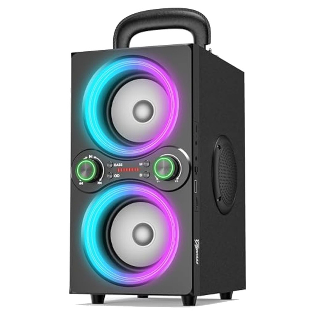 Speakers, 80W Wireless TWS Portable Speaker, Beat-Driven Lights, 100dB Loud Stereo Speaker with BassUp