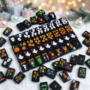 Mahjong Americano de Melamina Negra de Lujo Personalizado, Moderno y Portátil para Halloween, con 1/2/3/4 Capas, Fichas de Póker Talladas, Ecológicas y Resistentes al Agua - Product Image 3