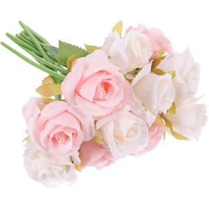 Ramo de 12 Flores Artificiales de Seda Hechas a Mano, para San Valentín, Día de la Madre, Hogar, Oficina, Fiestas, Bodas - Product Image 1