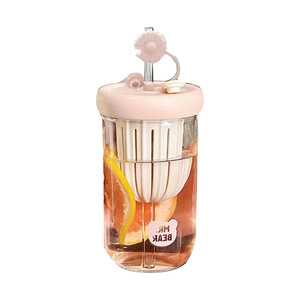 Vaso con pajita de dibujos animados para té de flores, jugo, té de burbujas, limonada, extracción en frío, gran capacidad, separación de té y agua, para niñas - Product Image 5