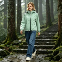 Veste softshell pour femme, imperméable, à fermeture éclair, col montant, à capuche, pour la randonnée en plein air, le camping et les voyages