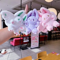 Porte-clés/Pendentif en peluche lapin volant mignon avec oreilles mobiles - Adorable lapin ailé en polyester et coton PP (Pendentif de sac à dos)
