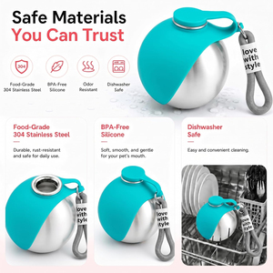 <span class=keywords><strong>Bottiglia</strong></span> d'Acqua Portatile 2-in-1 in Acciaio Inox per Cani e Gatti con Ciotola Pieghevole in Silicone, Antigoccia per Escursioni, Viaggi e Uso all'Aperto - Product Image 3
