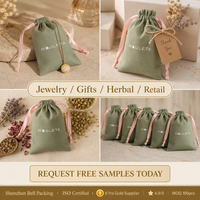 Sac d'emballage cadeau en coton et lin avec cordon de serrage, imprimé avec logo personnalisé, pour bougies, pochette en mousseline biologique pour parfums et clés